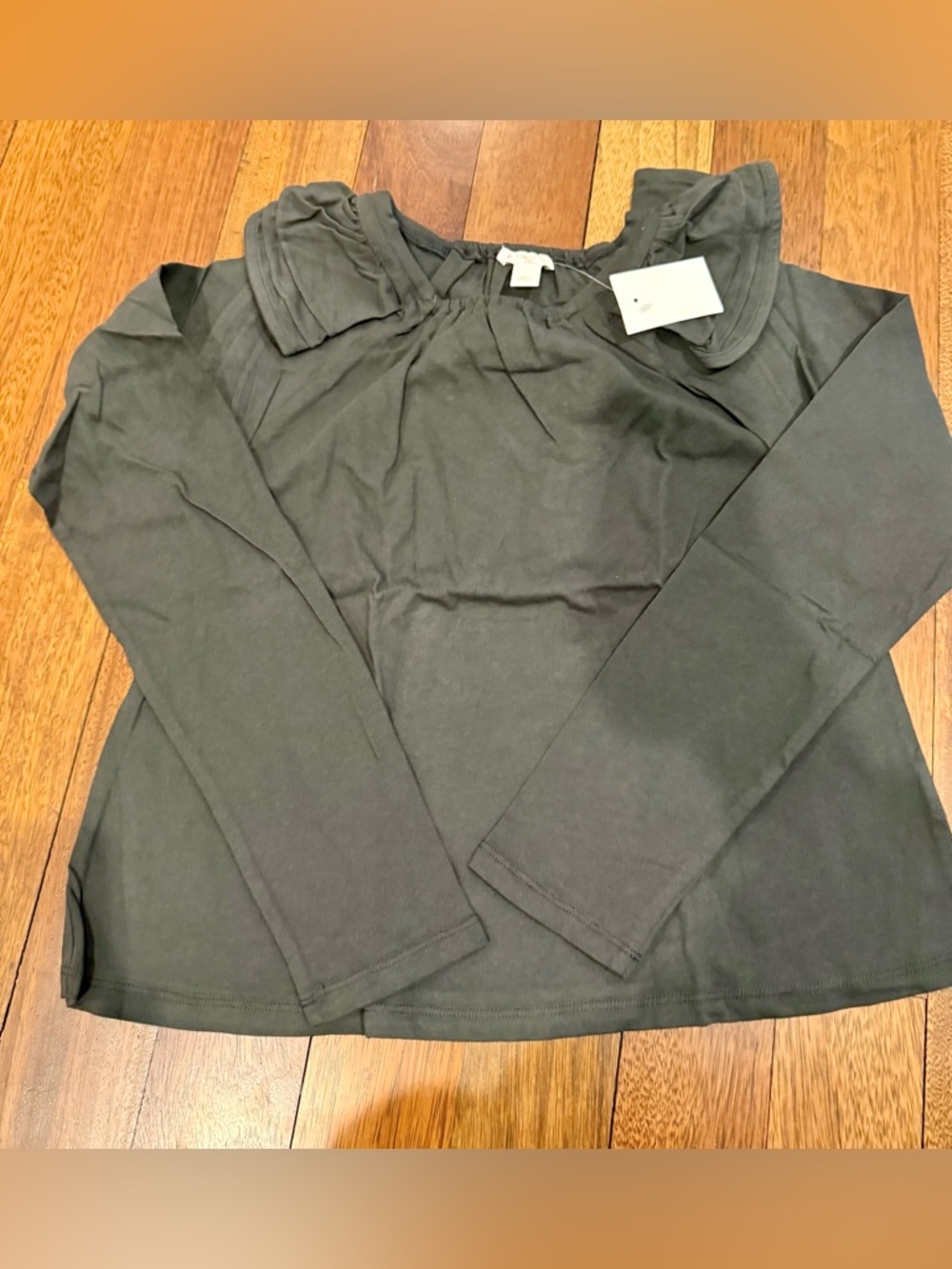 NWT Crewcuts Ruffle Top in Faded Black Sz L